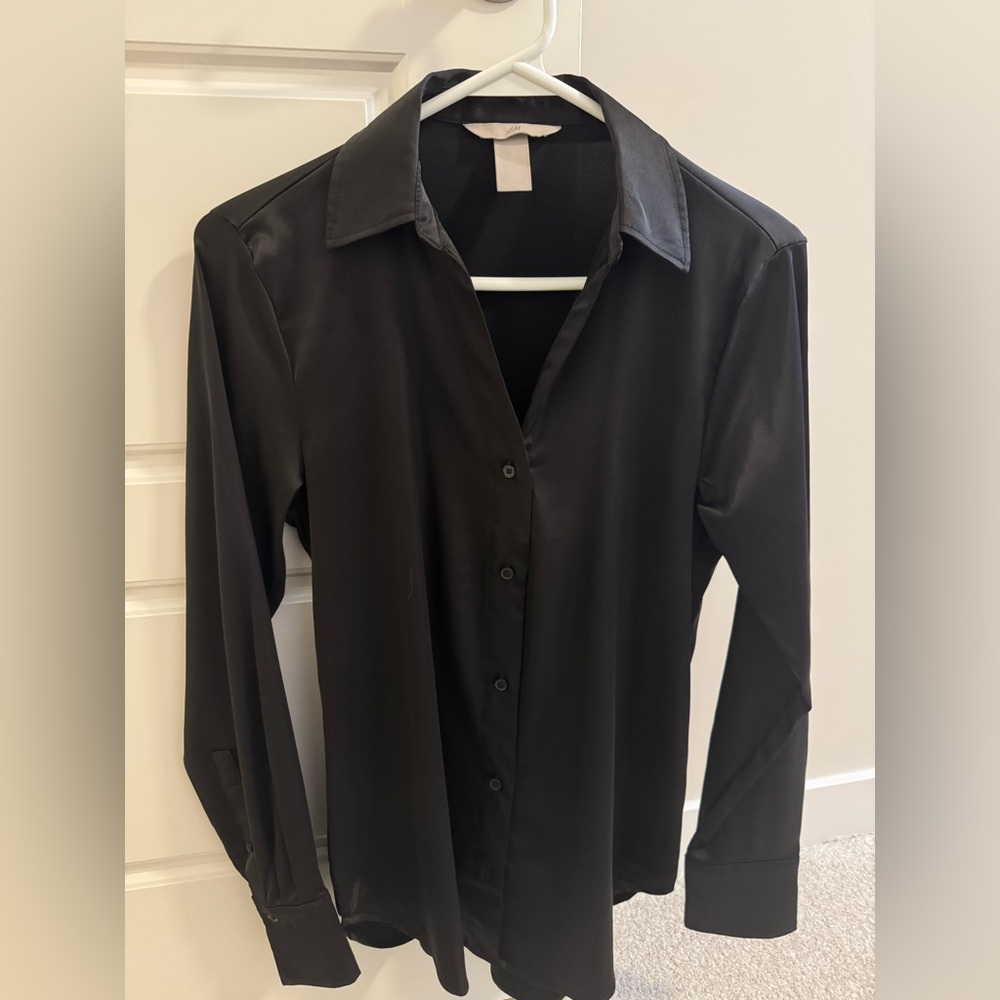 H&M Black Satin Shirt
